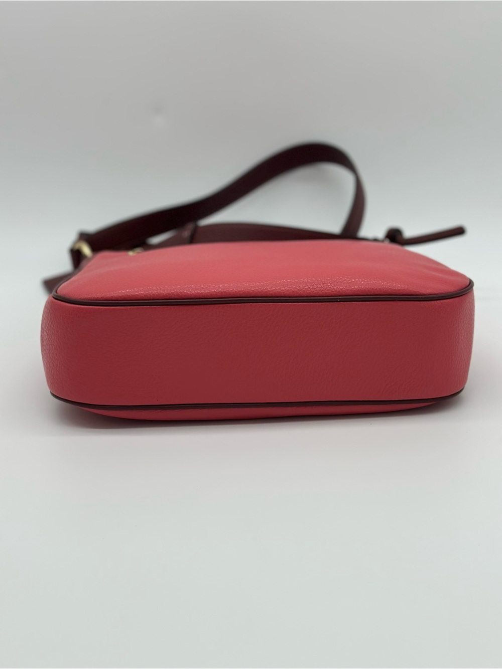 Coach Pebbled Leather Crossbody in Coral Red with Gold Hardware - Picture 5 of 11